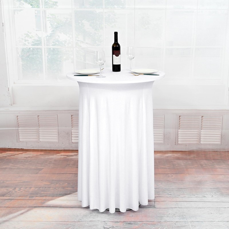 2 Packs Round Cocktail Table Cloth with Wavy Drapes, Spandex
