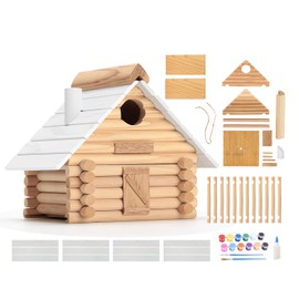 CEDAR ALPHA New Premium Wooden Lincolnlog Bird House Kit - Birdhouse Kits for Kids - Build it Yourself Birdhouse - Birdhouse Kits for Adults to Build - Woodworking Adult Crafts & DIY Bird House