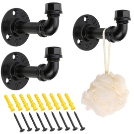 Sumnacon - Percheros industriales para perchero de tubo – Perchero de toalla rústico resistente para ropa, montado en la pared con herrajes para el hogar, oficina, acabado negro galvanizado