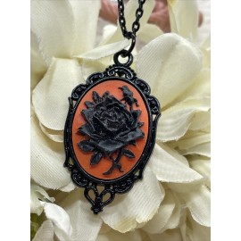 Fancy Fox Boutique Red Black Gothic Rose Heart Wedding Party Jewelry Prom Birthday necklace Cameo