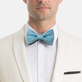 Men's Plain Color Pre-tied Bow Tie and Pocket Square Set | Glitter Sparkling Bow Tie set for men and women | CK Bow Tie (Light Blue Set Bow Tie & Pocket Square)