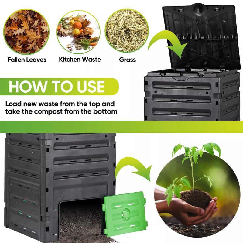 SEGAWE 120 Gallon Large Compost Bin BPA Free Outdoor Composting