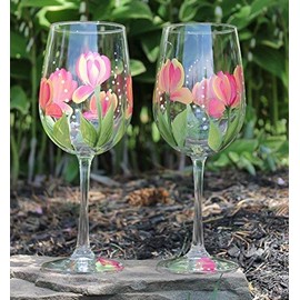 Hand Painted Wine Glasses - Tulips Variegated (Set of 2)