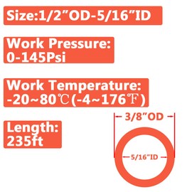 Qolekog Pneumatic 1/2" OD Tubing 235Ft PU Air Tube Hose Pipe for Air Line or Water Transfer (Orange)