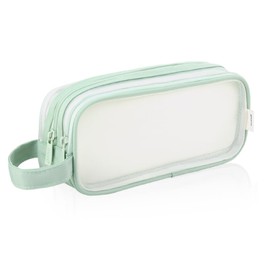 iSuperb Large Capacity Pencil Case Grid Mesh Pencil Pouch Handheld Pen Bag for Teen Boys Girls School Students College (Green)