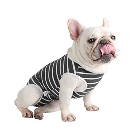 Etdane Dog Diapers Sanitary Panties Physiological Period Shirts Surgical Recovery Suits for Male and Female Dogs White Stripe Large