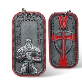 IELCJJ Knights Templar Challenge Coin Religious Coins Red Cross Dog Tag Pendant Commemorative Gift
