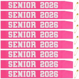 JXYCBZYing 8 Pcs Hot Pink Senior 2026 Sashes with Silver Glitter Letters - Senior Sash Class of 2026, Graduation Celebration Cheer Sash, Class Competition Sashes, Graduation Party Supplies, Favors