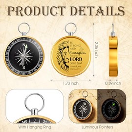 Zhengmy Brújula cristiana de 24 piezas de regalos para el día del padre, león grabado en oro, brújula religiosa con versículos de las Escrituras, brúj
