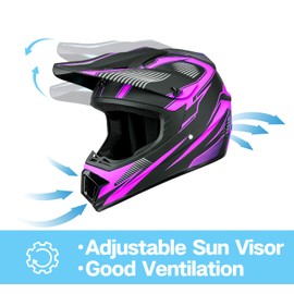 ATV Helmet,Womens ATV Helmet, 4 Wheeler Helmets for Adults,Motocross Helmet Women, Street Riding Dirt Bike Helmets, utv Helmets for Adults DOT Approved (Purple, Medium)