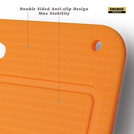 Kingneed Silicone Chopping Mat Flexible Thick Cutting Board Food Grade Material Odorless Two Sided Non-Slipping 0.15 inch Thickness, 12.6 x 9.6 inch for Kitchen (Orange)