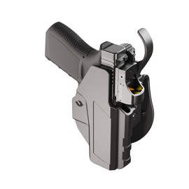 Orpaz Sigma G19 Duty Holster – Compatible with Glock 19 - OWB Tactical Holster with Level 3 or Level 2, Thumb Release, Optics-Ready, with Paddle Attachment