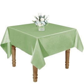 RUDONG M 1 Pack 60 x 60 Inch Square Tablecloth, Sage Green Satin Tablecloth, Silky Satin Square Table Cloth, Bright Smooth Satin Table Cover for Wedding, Banquet, Party Dinning Decoration