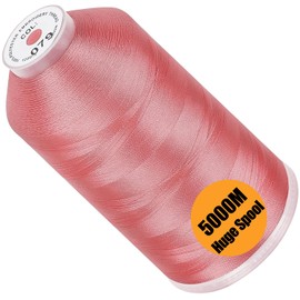 New Brothread - Bobina enorme individual de 5000 m, cada hilo de máquina de bordar de poliéster, 40 W, para máquinas comerciales y domésticas, color rosa salmón