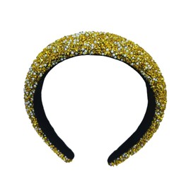GWAWG Glitter Rhinestone Headband, Women's Wide Headband with Rhinestone Headband, Women Sequins Crowns Hair Band, Wedding Party, Carnival, Sparkling Hair Accessories, Everyday Special Occasions (Gold