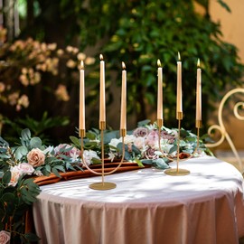 Sziqiqi Gold Candle Holders Candelabra - Candlestick Holder Centerpiece for Tables Taper Candle Holder Set of 2 Metal Candleholders for Christmas Wedding Anniversary Decorations