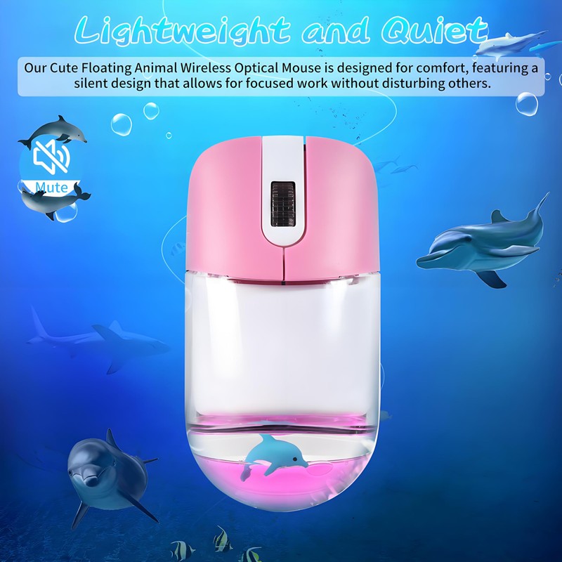 Wireless Mouse -Cute Clear Aqua Design, Water Mouse with Optical