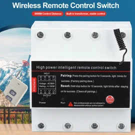 Smart Switch, 3 Phase Intelligent Remote Switch 3KM Long Distance AC380V Pump Motor Control Switch with Remote Controller for Garage Doors Security System Equipment Flame