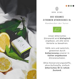 50 ml Organic Lemon Oil (Citrus Limon Osbeck) - Grown in Italy - 100% Pure, Natural and Organic - Essential Lemon Oil - Organic Lemon Oil