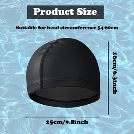 ATNOSH Pack of 2 Waterproof Swimming Caps, Swimming Caps for Men Women, PU Coated, Elastic Swimming Caps for Adults, Lightweight Swimming Cap, Soft, Comfortable, Durable (Black + Blue)