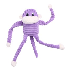 ZippyPaws Crinkle Monkey - Interactive Dog Toys to Keep Them Busy, Squeaky Plush Pet Toy for All Breeds, Small and Medium Dogs, Contains 1 Round Squeaker - Small, Purple