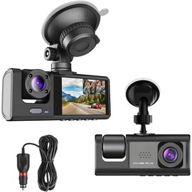 Dual Dash Camera for Car Front and Inside Dash Cam Car Security Video Recorder with Audio 1080P Vehicle Cam Plug and Play, WDR, Night Vision, G-Sensor Auto Lock, 2 Inch Screen