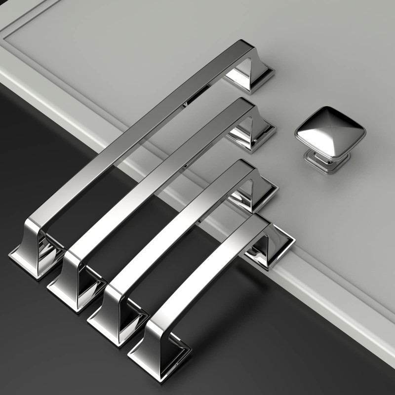 Amerdeco 10 Pack Polished Chrome Cabinet Pulls 3-3/4 Inch(96mm) Hole