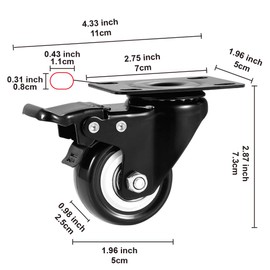 CLOATFET 2" Swivel Casters Set of 8, Heavy Duty Locking Casters with Brakes