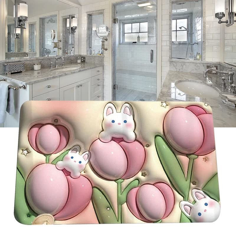 Tnfeeon 3D Visual Bath Mat, 3D Bathroom Mat Water Absorption