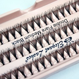 Elegant Lashes Double Flare Medium Black Individual Eyelashes (Single Pack - 1 Tray)