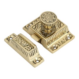 A29 Solid Brass Cabinet Latch, Handmade Polished Lacquered Finish Latch for Cabinet Closet Kitchen Door Windsor Design, Antique LAT