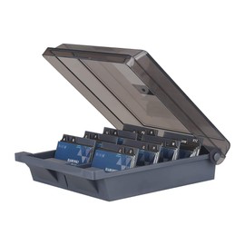 Hamosky Rolodex Business Card Holder Box, Business Card Box, Business Card Storage, Business Card Organiser, 1000 Cards, 4 Dividers and A-Z Guides, Grey