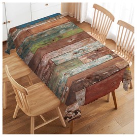 Walmsco Tablecloth Brown Wood Decor For Dining Room Kitchen Rectangular Table Cover 132 * 178cm