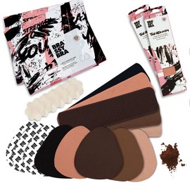 brassybra Strapless Boob Tape for A-G Cups, Strong Breast Lift Tape & Adhesive Bras, Breathable, Sweat-Proof & Waterproof with 3 Pairs Nipple Covers, Bra Tape for All Day Wear, Cocoa