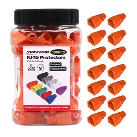 YIOVVOM Ethernet RJ45 Cable Connector Soft Plastic Boots, Cover Strain Relief Boots, CAT5 CAT5E CAT6 CAT6E Ethernet Boots Orange 100-PACK