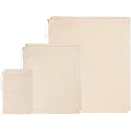 SYTHAK 6 Pieces Cotton Nut Milk Bags, Reusable Cheese Fabric Bags for Sieving, Cold Brew Bag, Fine Mesh Filter with Drawstring, Nylon Nut Bag for Cheese Preparation