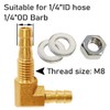 Uenede 2PCS Solid Brass 90 Elbow Barb Bulkhead Fitting 1/4"OD