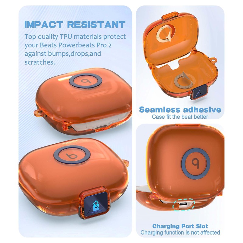 Case for Beats Powerbeats Pro 2，Safety Lock Switch，Clear TPU Protective