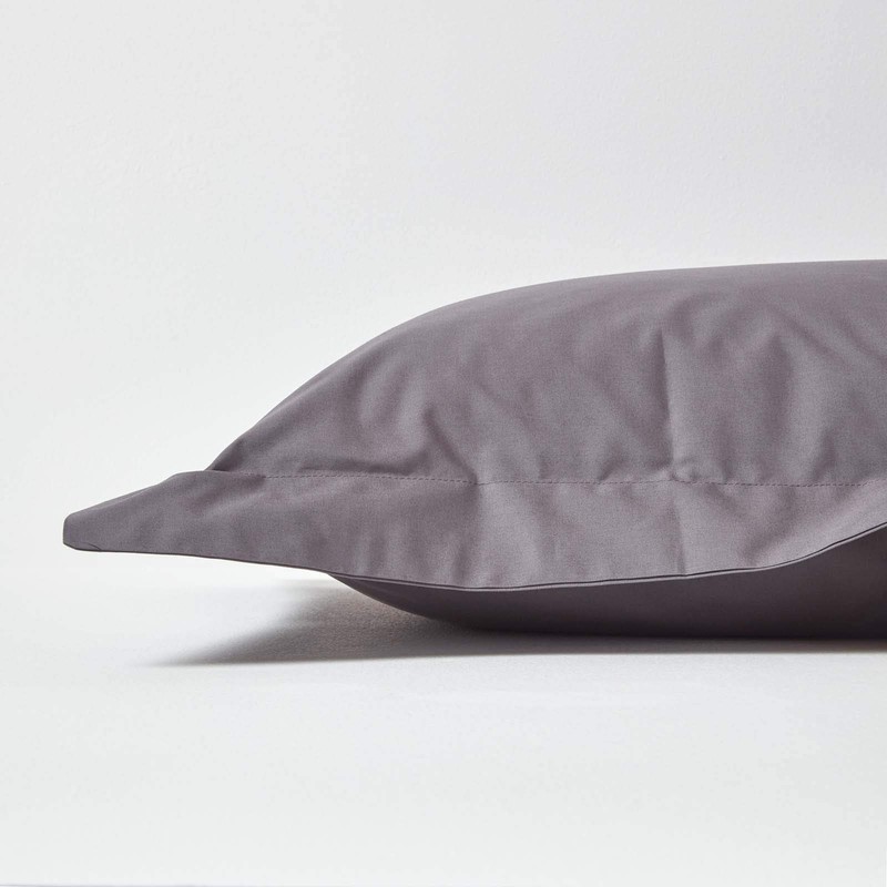 HOMESCAPES Dark Grey Pure Egyptian Cotton King Size Oxford Pillowcase