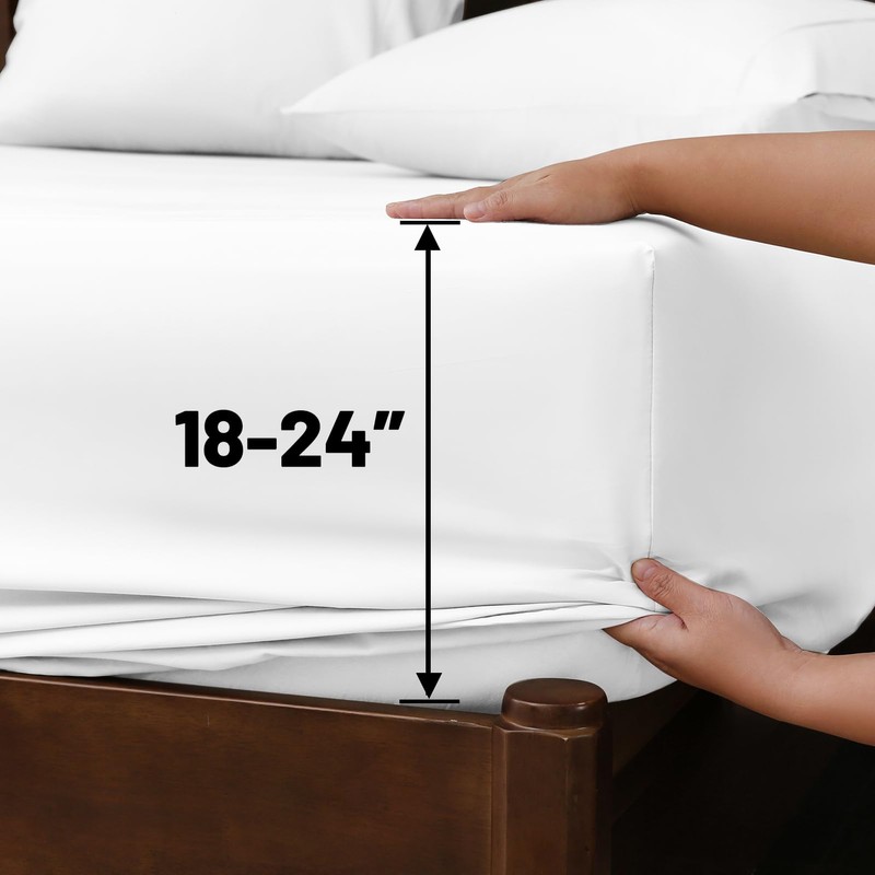 Overket Extra Deep Pocket California King Sheets 18-24 Inch 100%