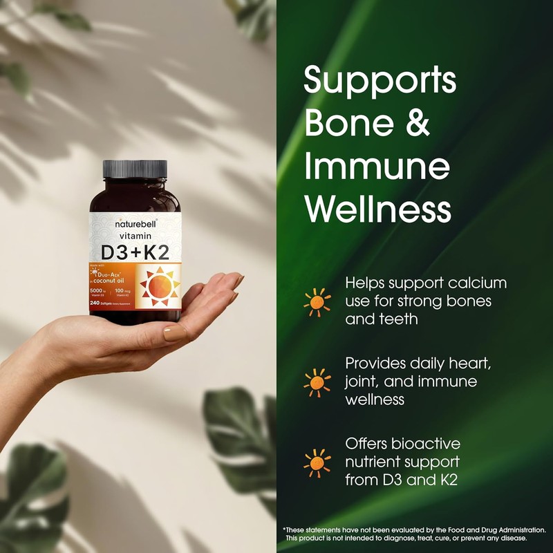NatureBell Vitamin D3 K2-240 Softgels - 5,000 IU Vitamin D3