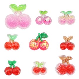 27PCS Resin Cherry Bead Red Pink Cherry Fruit Flatback Cabochons for Jewelry Making Hair Clips DIY Craft Scrapbooking Embellishments