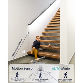 Motion Sensor Led Light Strip - with UL FCC Plug Adapter, Multi-Functional Controller, Dimmer, Timer, Under Cabinet Lights for Indoor Kitchen Stair Showcase Bedroom Corridor Counter 9.84ft Cold White