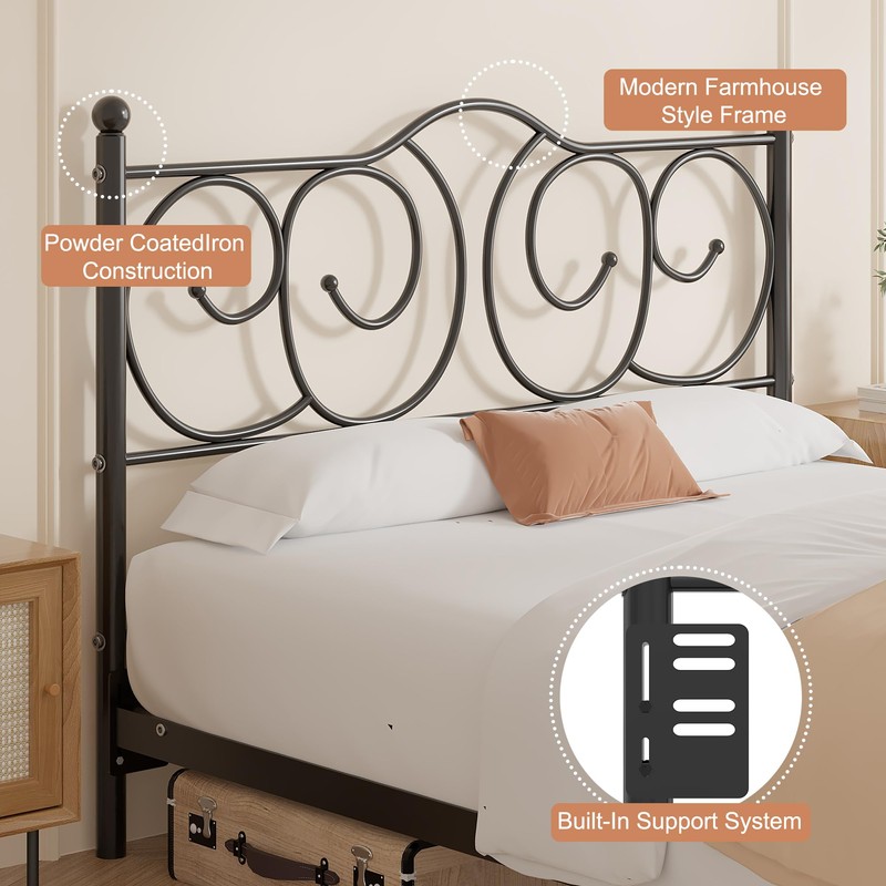 VECELO Metal Full Size Headboard, Heavy Duty Curved Headboard Only