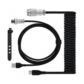 Miscrew Black Coiled Keyboard Cable,Coiled USB C Cable Keyboard,Double-Sleeved Mechanical Keyboard Cable for Win/Mac/Gamers,1.5M Coiled USB C Cable for Computer Keyboard