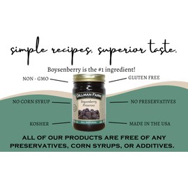 Dillman Farm All Natural Boysenberry Preserves, Gluten-Free, Non-GMO, Vegan, Kosher, Preservative Free, Corn Syrup Free - Made in USA, 16oz (Pack of 6)