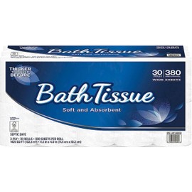 BLUE RIBBON 2-Ply Bath Tissue, 30 Rolls 380 Sheets Per Roll