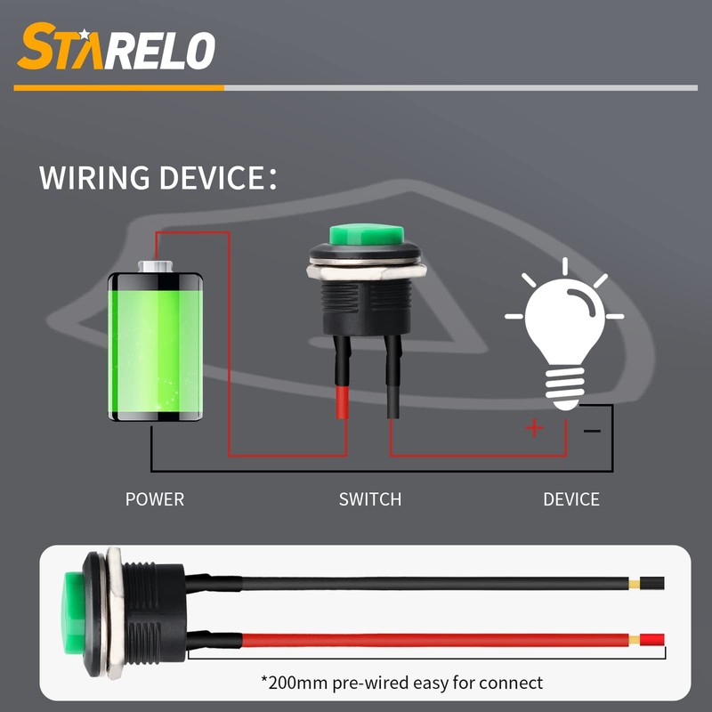 STARELO 10PCS 16mm Round Momentary Push Button Switch SPST 3A