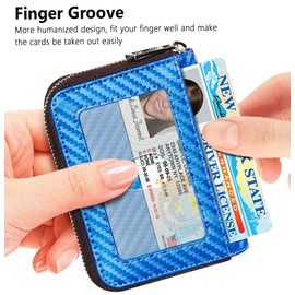 FurArt Credit Card Wallet, Zipper Card Cases Holder for Men Women, RFID Blocking, Key Chain, Compact Size