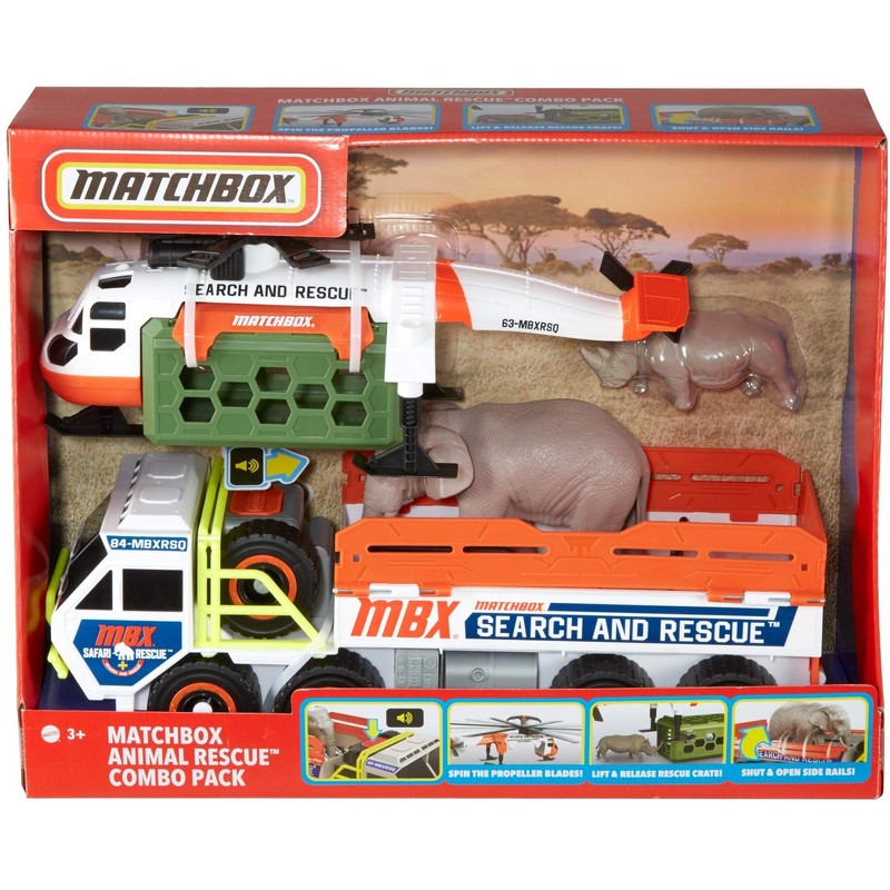 Matchbox Animal Rescue Combo Pack Vehicles Playset with 2 Safari